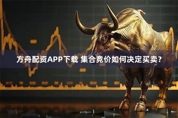 方舟配资APP下载 集合竞价如何决定买卖？